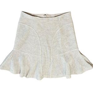 Issa London Light Grey 100% Wool Flounce Skirt Size Large